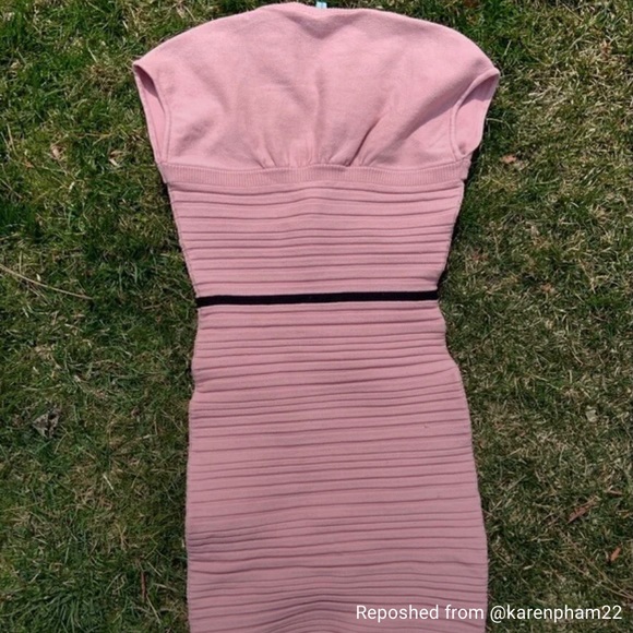 MARCIANO Guess Blush Light Pink Bandage Short Sleeve Dress - Size 00, XXS - Picture 2 of 4